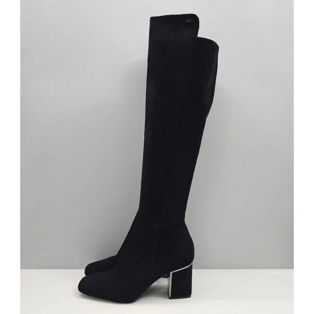 DKNY Cilli Over The Knee Boot Womens 10 Black Block Heel Sleek Dressy Winter NEW